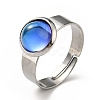Flat Round K9 Glass Adjustable Ring RJEW-G253-01C-P-5