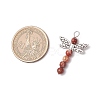 5Pcs 5 Styles Dragonfly Natural Sodalite & Maifanite & Pink Zebra Jasper & Red Jasper & Dyed Magnesite Beaded Pendants PALLOY-JF03857-2