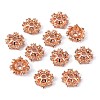 Brass Micro Pave Cubic Zirconia Bead Caps X-KK-K180-09RG-2