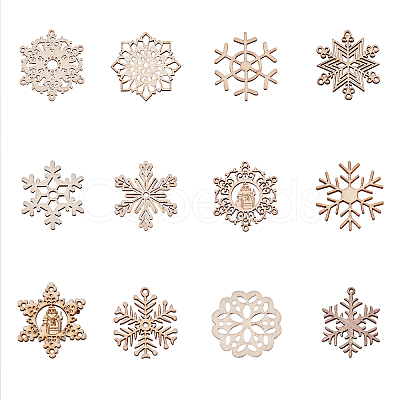 50Pcs Laser Cut Unfinished Wood Pendants WOOD-CJ0001-37-1