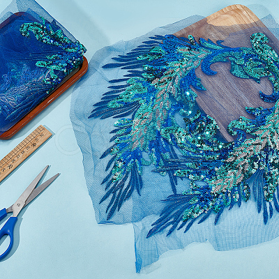 4Pcs 2 Style Polyester Embroidery Sew on Appliques PATC-MA0001-33C-1