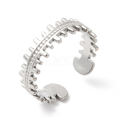 Non-Tarnish 304 Stainless Steel Zipper Shape Open Cuff Ring for Women RJEW-K245-36P-1