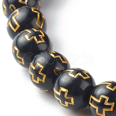 Imitation Wood Plating Acrylic Beads Stretch Bracelet Sets BJEW-JB06592-1