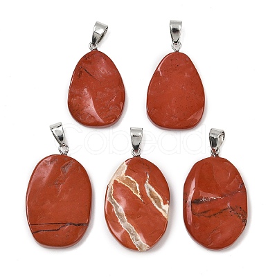 Natural Red Jasper Pendants G-C256-01G-1
