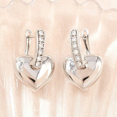 Brass Micro Pave Clear Cubic Zirconia Hoop Dangle Earrings EJEW-G471-30C-P-1
