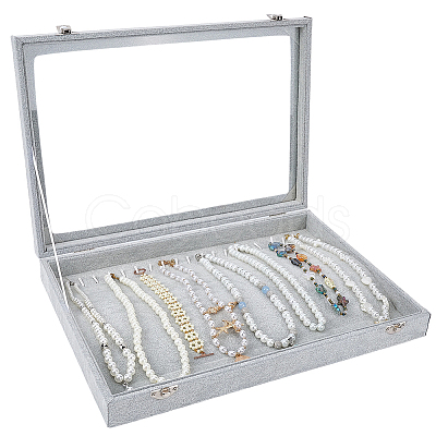 Wood Coverd with Velvet Necklaces Display Cases AJEW-WH20054-340B-1