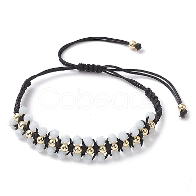 Adjustable Faceted Glass Nylon Cord Braided Bead Bracelets for Women Men BJEW-JB10369-1
