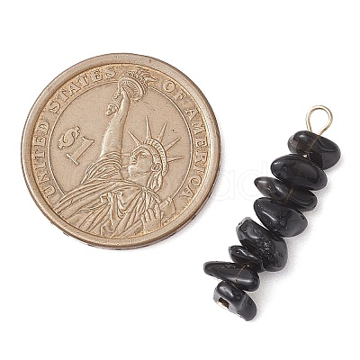 Gradient Color Natural Smoky Quartz & Natural Obsidian & Natural Labradorite Chip Beaded Pendants PALLOY-JF02795-07-1