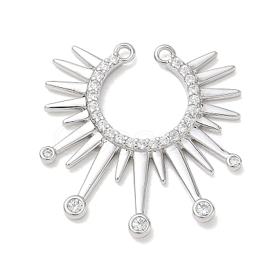 Brass Micro Pave Clear Cubic Zirconia Connector Charms CU-CBAEC29-01P-1