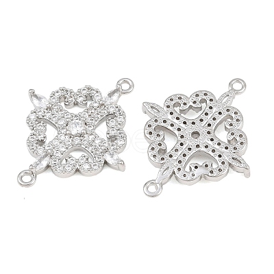 Brass Micro Pave Clear Cubic Zirconia Connector Charms CU-CBA7BFE-03E-P-1