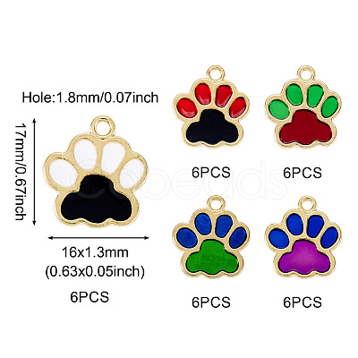 30Pcs 5 Colors Alloy Enamel Pendants FIND-TA0006-07-1