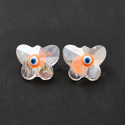 Evil Eye Glass Butterfly Beads G-P485-01B-1