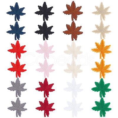 PandaHall Elite 48Pcs 12 Colors Maple Leaf Computerized Embroidery Cloth Iron on/Sew on Patches DIY-PH0009-38-1