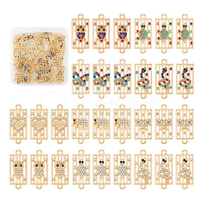 40Pcs 10 Styles Alloy Rhinestone Connector Charms FIND-TA0002-01-1