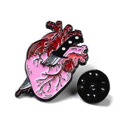 Heart with Knife Alloy Enamel Pin Broochs JEWB-C029-07A-EB-1