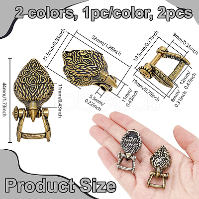 2Pcs 2 Colors Brass Cord Ends FIND-NB0006-61-1