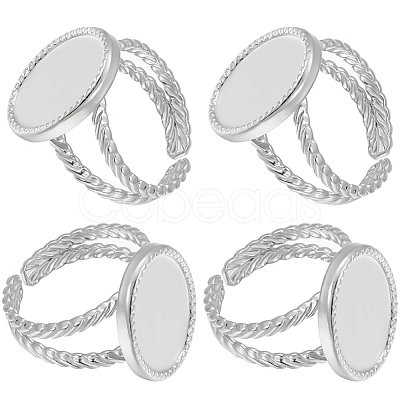 8Pcs 304 Stainless Steel Open Cuff Ring Settings RJEW-BBC0001-27-1