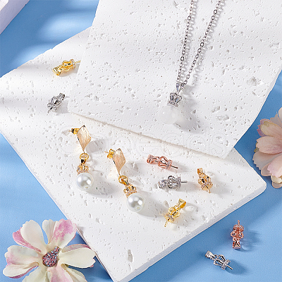 16Pcs 4 Colors Brass Micro Pave Cubic Zirconia Pendant Bails FIND-PH0021-30-1