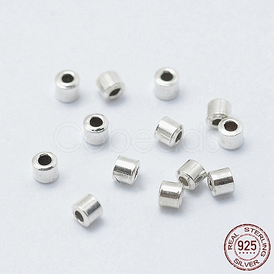 Rhodium Plated 925 Sterling Silver Crimp Beads STER-L063-04P-1