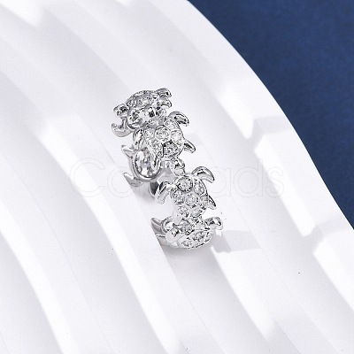 Brass Micro Pave Clear Cubic Zirconia Cuff Rings for Women RJEW-G345-01P-1