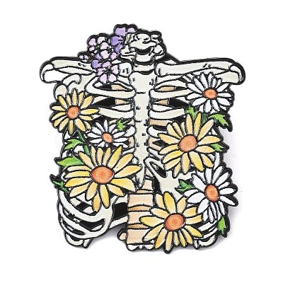 Floral Skeleton Enamel Brooches AL-I001-02EB-02-1