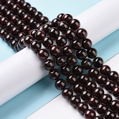 Natural Garnet Round Beads Strands G-A025-02-1