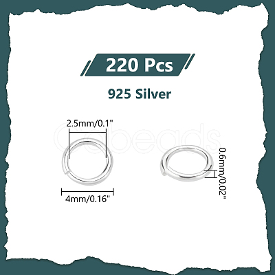 PandaHall Elite 220Pcs 925 Sterling Silver Open Jump Rings STER-PH0001-49-1