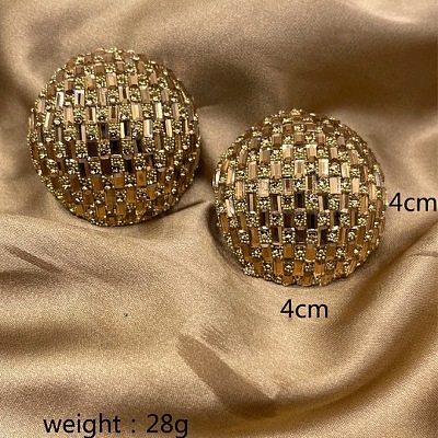 Alloy Rhinestone Half Round Stud Earrings FS-WGCEA49-07-1