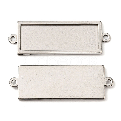Non-Tarnish 201 Stainless Steel Cabochon Connector Settings STAS-F296-07P-1