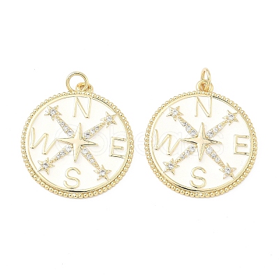 Eco-Friendly Brass Micro Pave Clear Cubic Zirconia Enamel Pendants ZIRC-C024-01G-02-1-1