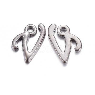 Gunmetal Plated Alloy Letter Pendants PALLOY-P097-03-V-1