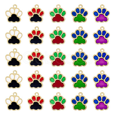 30Pcs 5 Colors Alloy Enamel Pendants FIND-TA0006-07-1