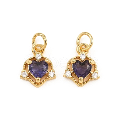 Brass Micro Pave Cubic Zirconia Charms KK-Q085-09G-02-1