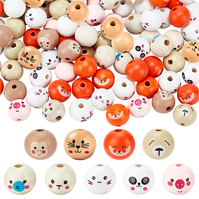 90Pcs 9 Colors Wood European Style Beeds WOOD-OC0003-74-1