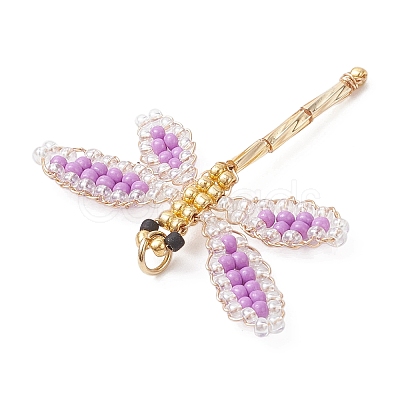 Glass Seed Beaded Dragonfly Pendants PALLOY-MZ00983-05-1