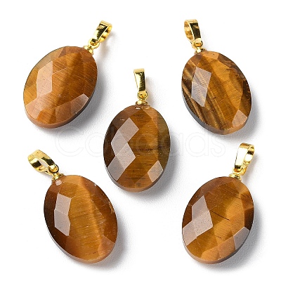 Natural Tiger Eye Pendants G-E603-03G-01-1