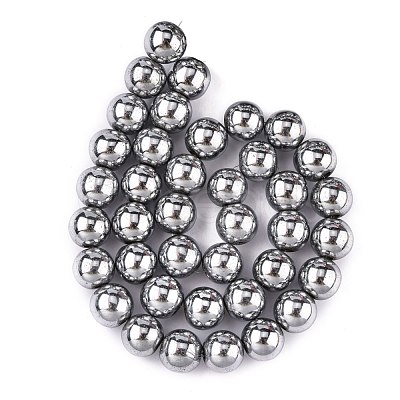 Non-magnetic Synthetic Hematite Beads Strands G-S096-10mm-3-1