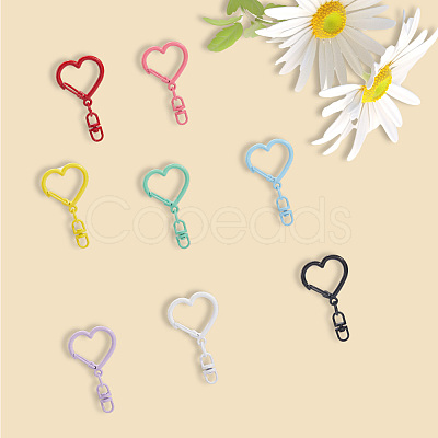 48Pcs 8 Colors Spray Painted Zinc Alloy Spring Gate Rings FIND-SP0004-03-1