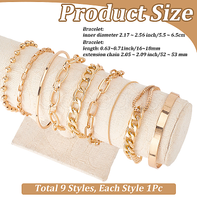 2 Sets 2 Styles Alloy Chain Bracelets & Bangles Set for Women BJEW-SP0001-34B-1