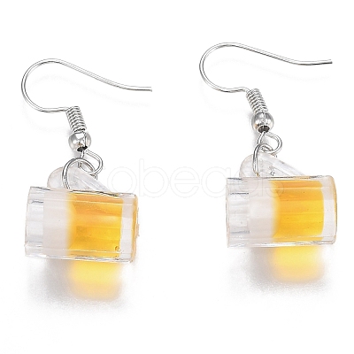 Resin Draft Beer Dangle Earring EJEW-N0030-01B-P-1