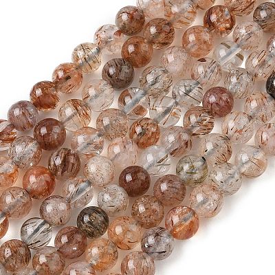 Natural Black Gold Rutilated Quartz Beads Strands G-L657-B02-6mm-1