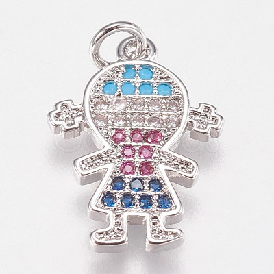 Brass Micro Pave Cubic Zirconia Pendants KK-I614-062-1