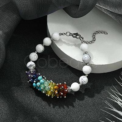 Natural Howlite Beaded Bracelet BJEW-TA00402-02-1