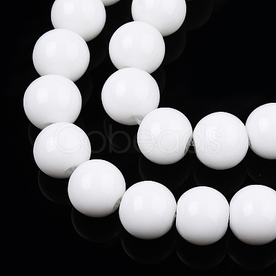 Opaque Solid Color Glass Beads Strands GLAA-T032-P8mm-02-1