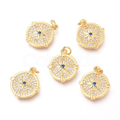 Brass Micro Pave Clear & Royal Blue Cubic Zirconia Pendants ZIRC-O036-15G-1