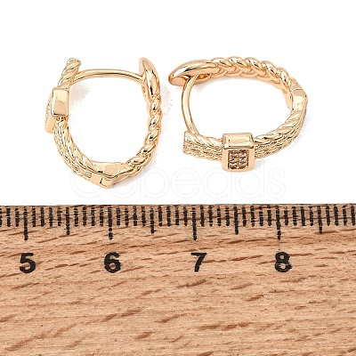 Brass Micro Pave Cubic Zirconia Hoop Earrings KK-CBAD29A-02G-1