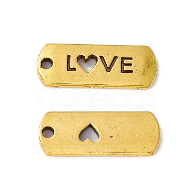 Tibetan Style Alloy Rectangle with Word Love Pendants TIBEP-Q043-069AG-RS-1