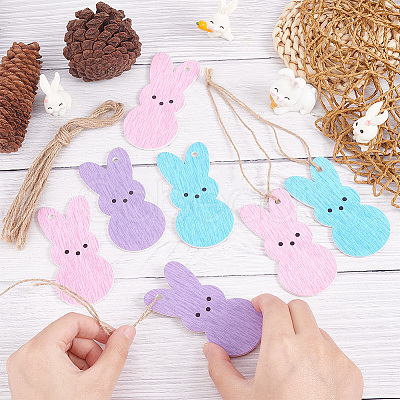 3 Bags 3 Colors Easter Theme Wooden Pendant Decorations HJEW-OC0001-32-1