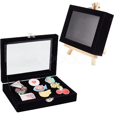 Rectangle Velvet Presentation Boxes for Brooch Badge Storage and Display CON-WH0095-05-1