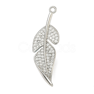 Leaf Brass Micro Pave Cubic Zirconia Enhancer Shortener Bails KK-F934-07B-P-1